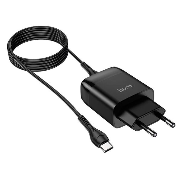 Зарядное устройство Hoco C72Q 18W USB + кабель Type-C Черный