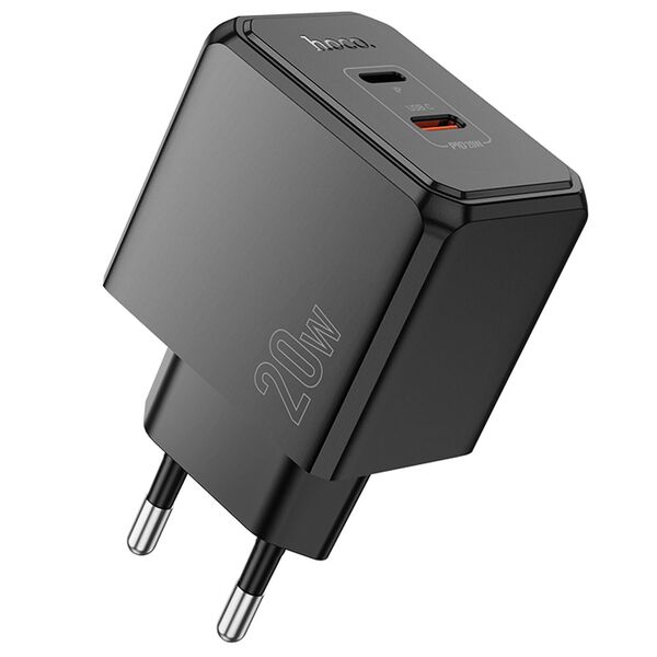 Зарядное устройство Hoco CS16A 20W USB-C+USB Черный