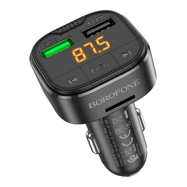 Автомобильный беспроводной FM-модулятор Borofone BC43 Черный