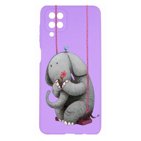 Чехол Samsung A12/M12 накладка силиконовый Слоненок Сиреневый