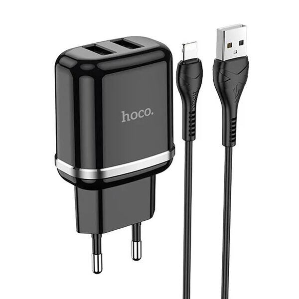 Зарядное устройство Hoco N4 2USB + кабель Lightning Черный