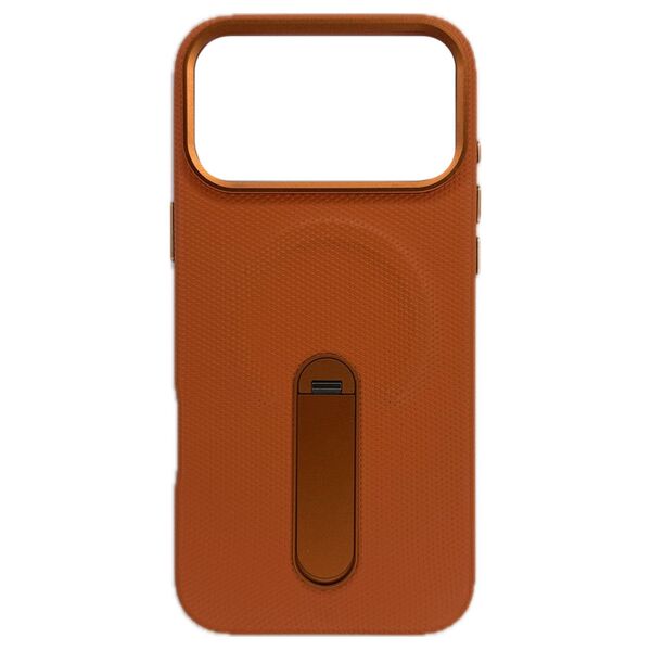 Чехол для iPhone 17 Pro накладка Cabbeen Magsafe Рельеф подставка Оранжевый