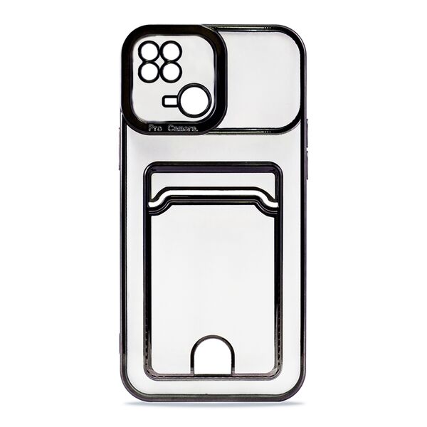 Чехол Xiaomi Redmi 10С/POCO C40 накладка с визитницей силиконовый Прозрачно-черный