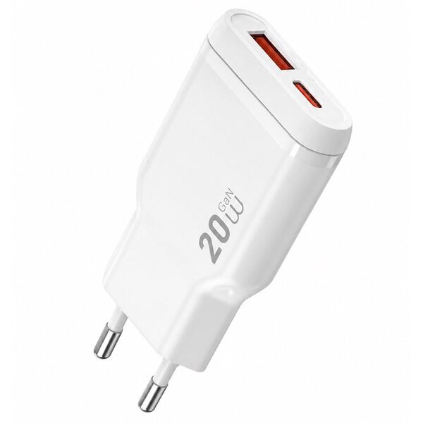 Зарядное устройство Wiwu 20W USB-C+USB Slim Белый