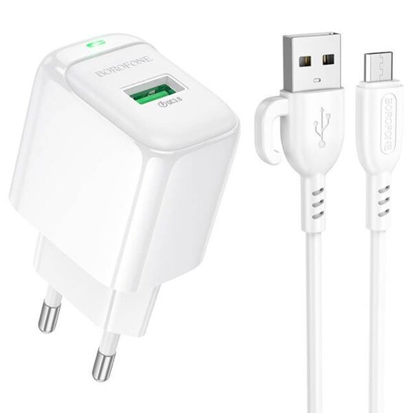 Зарядное устройство Borofone BAS42A 18W USB + кабель Micro USB Белый