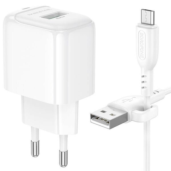Зарядное устройство Borofone BAS42A 18W USB + кабель Micro USB Белый