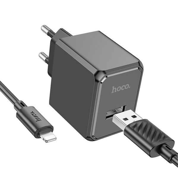 Зарядное устройство Hoco CS11A 2.1A USB + кабель Lightning Черный