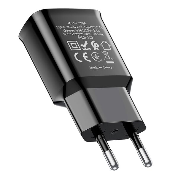 Зарядное устройство Hoco C88A 2USB 2.4A Черный