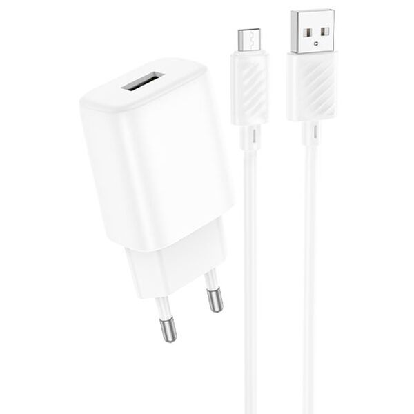 Зарядное устройство Hoco C134A 12W USB + кабель Micro USB Белый