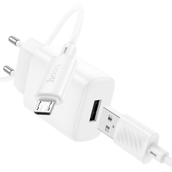 Зарядное устройство Hoco C134A 12W USB + кабель Micro USB Белый