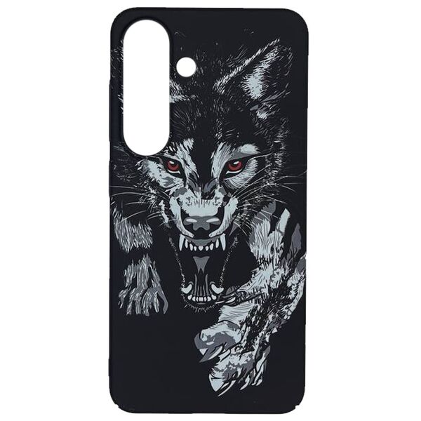Чехол Samsung S25/S24 накладка пластик Волк Черный