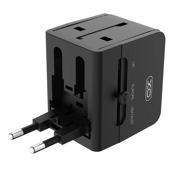 Зарядное устройство XO WL01universal 2USB+UK+US Черный