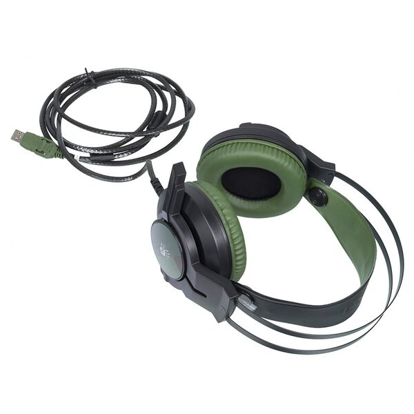Наушники A4Tech Bloody J450 полноразмерные с микрофоном игровые Черный/Зеленый