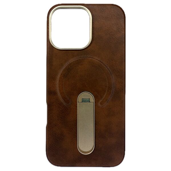 Чехол для iPhone 16 Pro Max накладка iPefet Кожа подставка Magsafe Коричневый