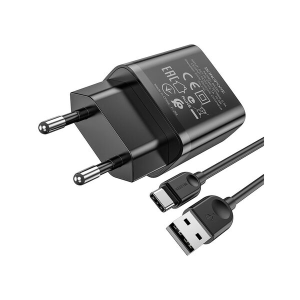 Зарядное устройство Borofone BA52A USB + кабель Type-C Черный