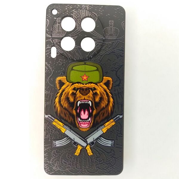 Чехол Tecno Camon 30 4G/5G накладка принт Русский медведь Черный