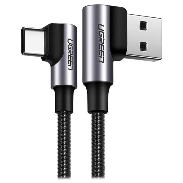 Кабель Type-C Ugreen US176 угловой 3A 1м Серый