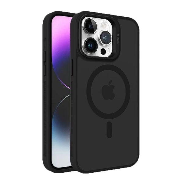 Чехол для iPhone 15 Pro Max накладка SkyArmor MagSafe с цветными бортиками Черный