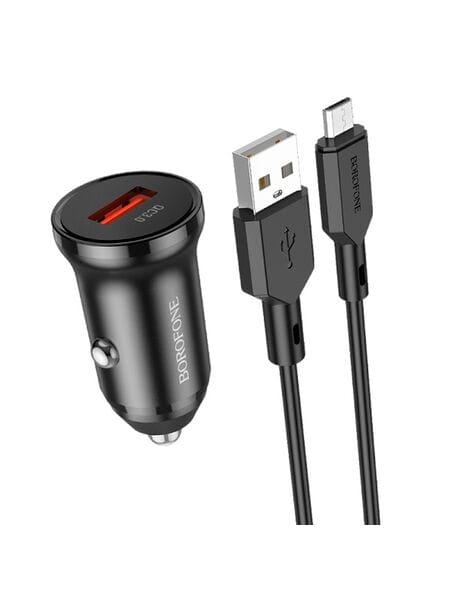 Автомобильное зарядное устройство Borofone BZ18 USB 3.0А + кабель micro USB Черный