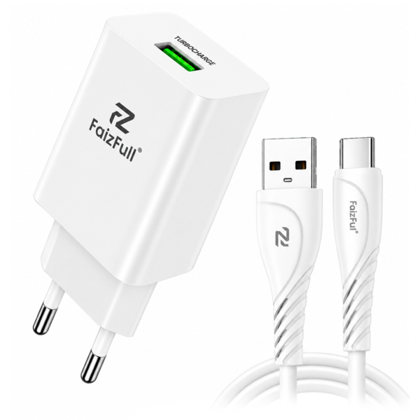 Зарядное устройство FaizFull FC116 20W USB + кабель Type-C Белый