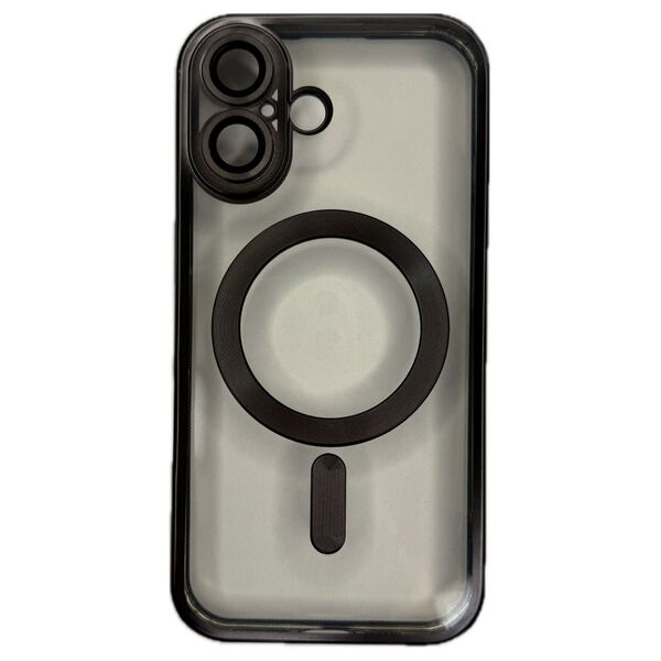 Чехол для iPhone 17 накладка MagSafe с цветными бортиками Черный