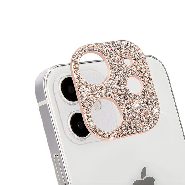 Защитное стекло для камеры iPhone 12 со стразами Золотой