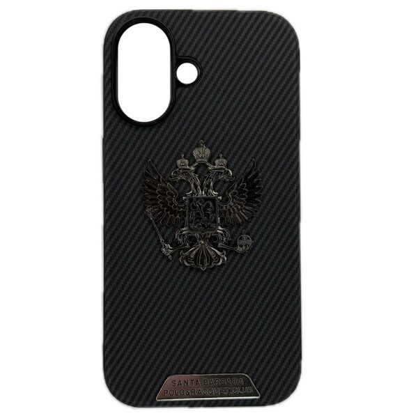 Чехол для iPhone 16 накладка Santa Barbara Герб РФ Черный