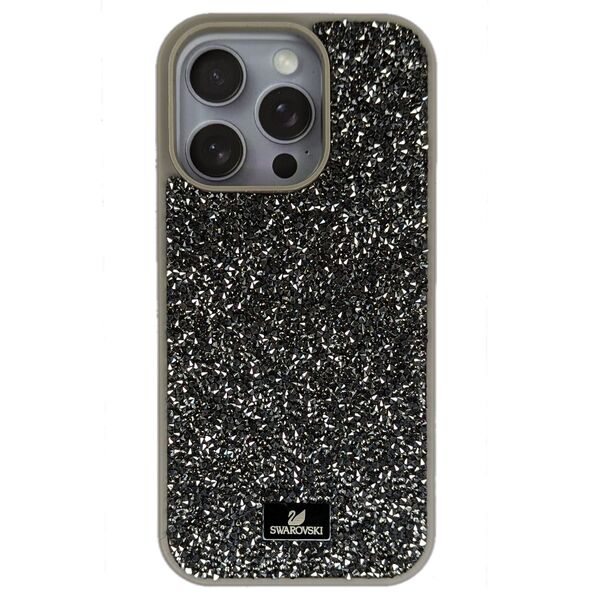 Чехол для iPhone 16 Pro накладка SWAROVSKI Серый