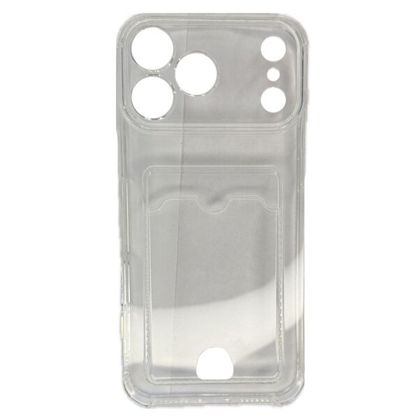 Чехол для iPhone 17 Pro накладка силиконовый с визитницей Прозрачный