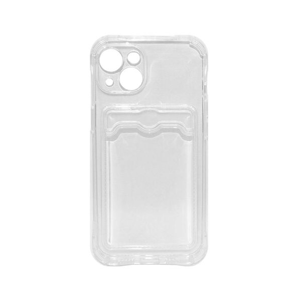 Чехол для iPhone 14 накладка с визитницей силиконовый Прозрачный