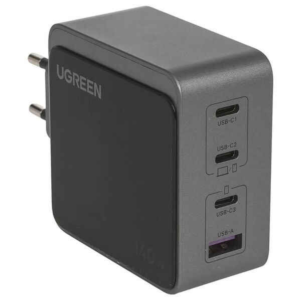 Зарядное устройство Ugreen X570 GaN 140W 3USB-C+USB Серый