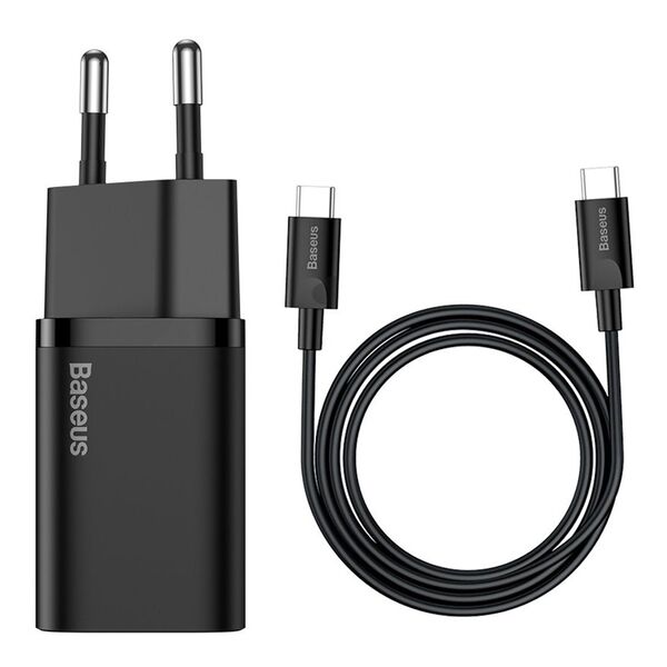 Зарядное устройство Baseus Si Quick Charger 25W USB-C + кабель Type-C/Type-C Черный