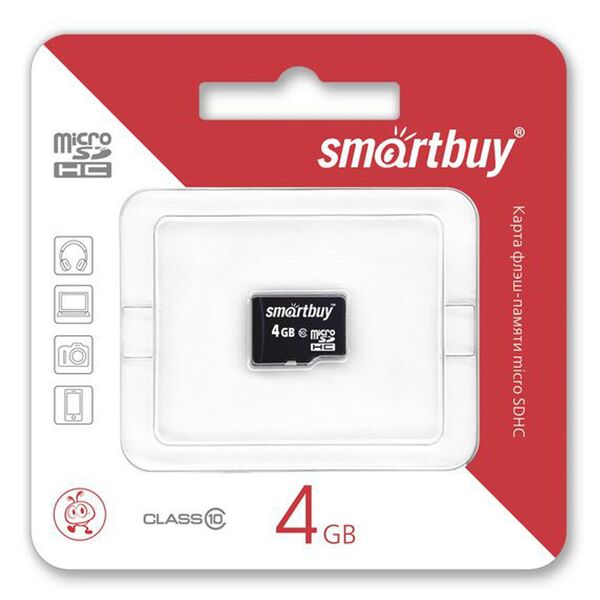 Карта памяти microSD 4Gb Smart Buy class 10