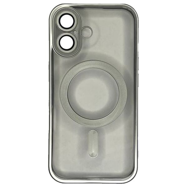 Чехол для iPhone 16 накладка MagSafe с цветными бортиками Серебряный