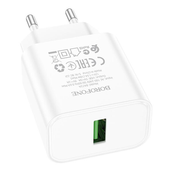 Зарядное устройство Borofone BA72A 18W USB Белый