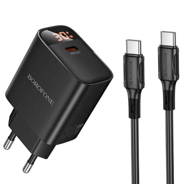 Зарядное устройство Borofone BA97A 30W USB-C + кабель Type-C/Type-C Черный