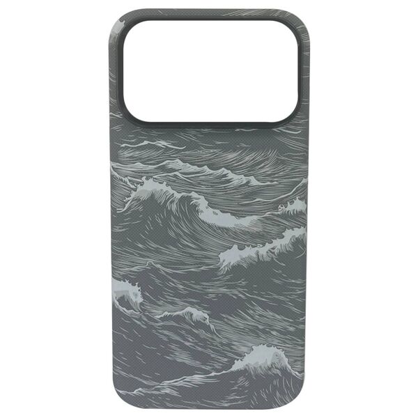 Чехол для iPhone 17 Pro Max накладка MOSBROS принт Волны MagSafe Серый