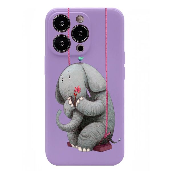 Чехол для iPhone 13 Pro накладка силиконовый Слоненок Сиреневый