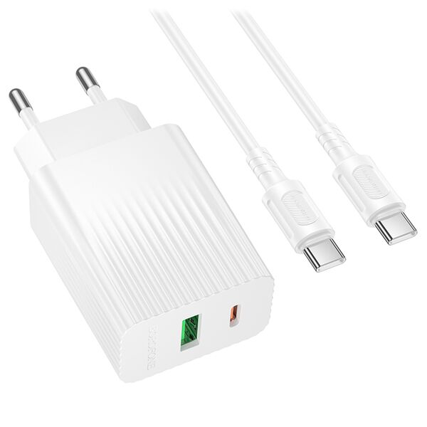 Зарядное устройство Borofone BAS76A 30W USB-C+USB + кабель Type-C/Type-C Белый