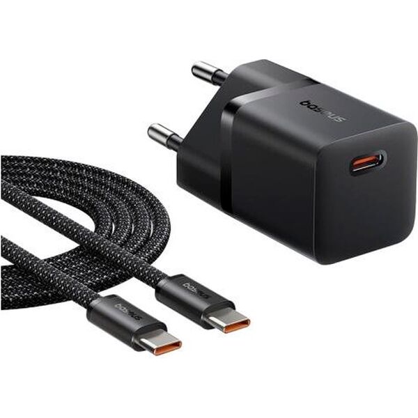 Зарядное устройство Baseus GaN5 mini 25W USB-C + кабель Type-C/Type-C Черный