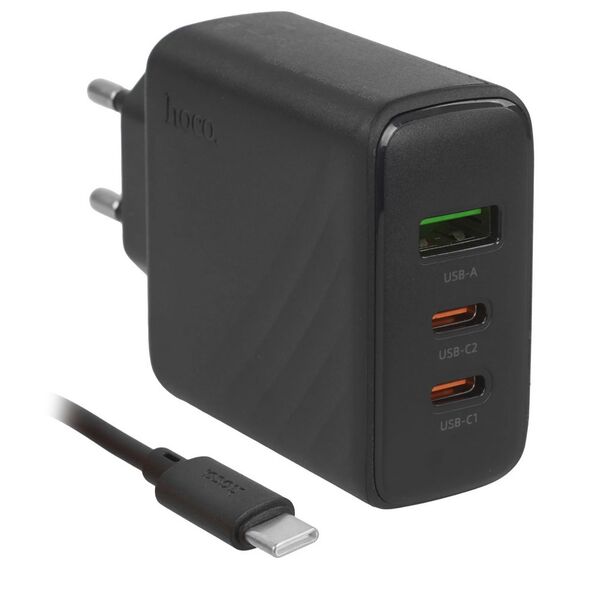 Зарядное устройство Hoco CS26A 45W 2USB-C+USB + кабель Type-C/Type/C Черный