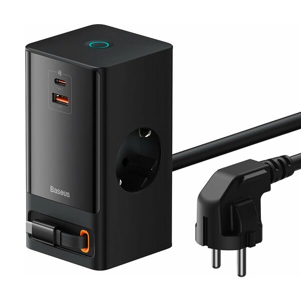Зарядное устройство Baseus PowerCombo 65W USB-C+USB + кабель EU Черный
