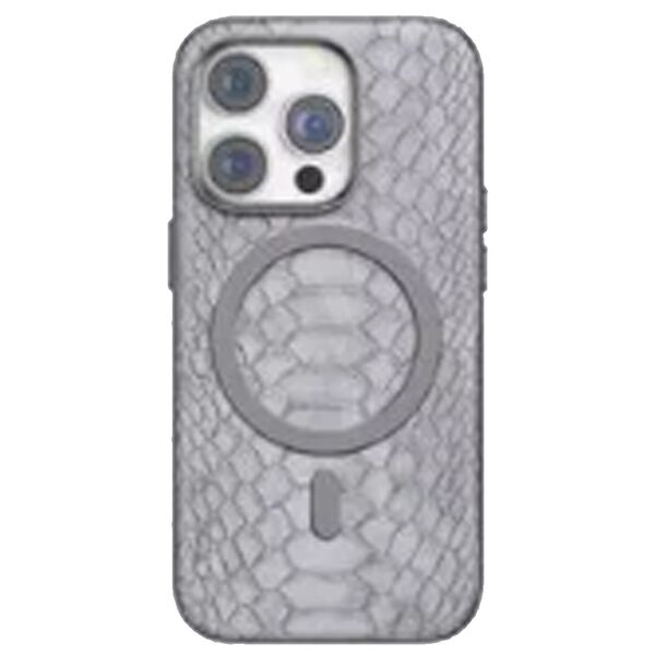 Чехол для iPhone 15 Pro накладка Puloka MagSafe рептилия Серый