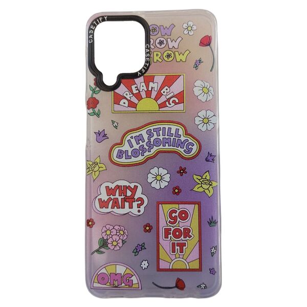 Чехол Samsung A22/M22 накладка силиконовый прозрачный Casetify Flowers stickers