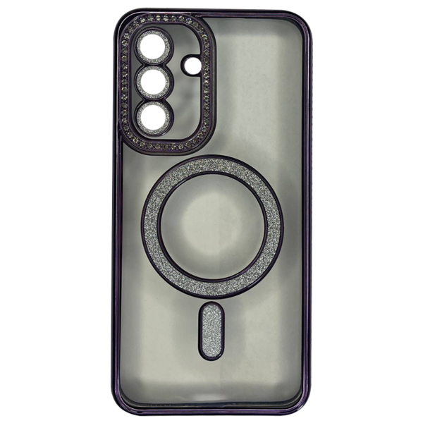 Чехол Samsung A37 накладка Стразы/блестки Прозрачно-фиолетовый