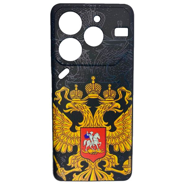 Чехол Tecno Pova 6 Neo накладка принт Герб России Черный