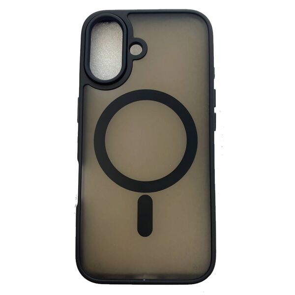 Чехол для iPhone 16 накладка MagSafe с цветными бортиками матовый Черный