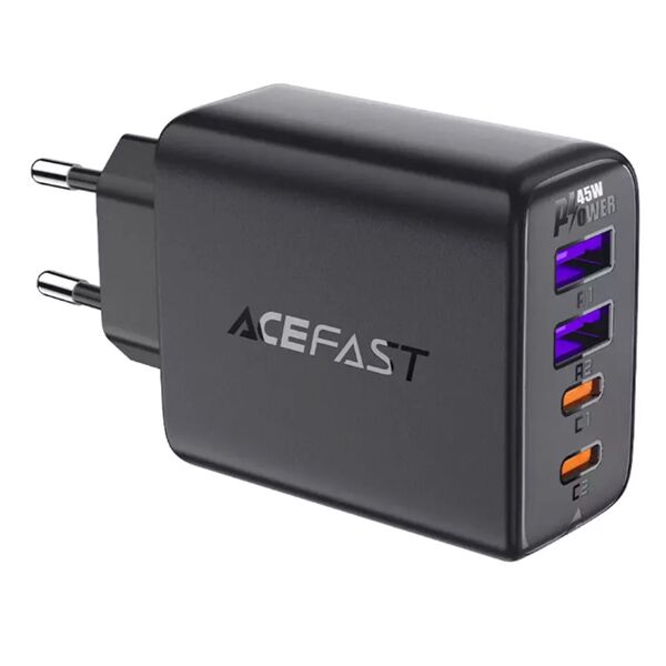 Зарядное устройство AceFast A61 45W 2USB-C+2USB GaN Черный