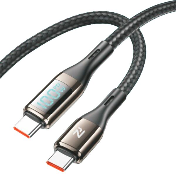 Кабель Type-C/Type-C FaizFull FR150 100W 1м LED Черный